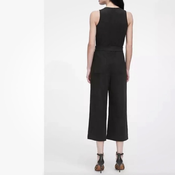 Banana Republic Vegan suede Belt Wide leg Crop romper pockets women size 0 - Picture 2 of 8